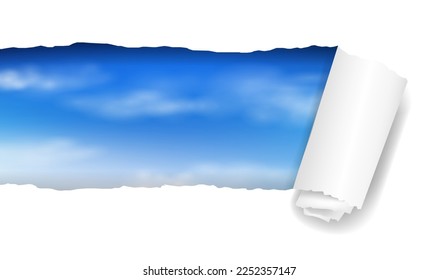 Realistic Ripped White Paper Banner Design With Gradient Mesh, Vector Illustration