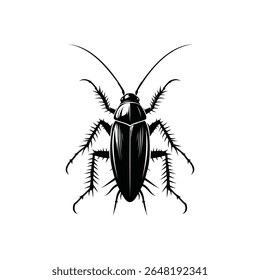 Realista Roach Top View Black Silhueta Ícone Intricate Insect Pest Vetor Arte para campanhas de conscientização da higiene e marca de serviços de extermínio