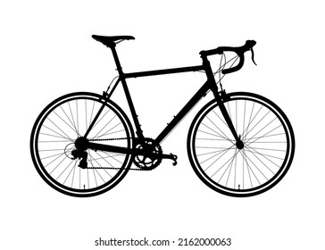 Realistic Road Bike Silhouette, bicycle Single-track vehicle Vector Illustration.