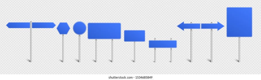 Realistic road sign set. Empty road sign. Vector illustration.
