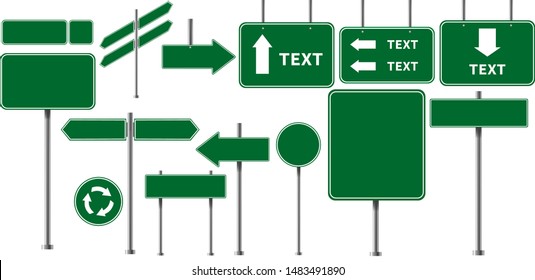 Realistic road sign set . Road sign template for text. 