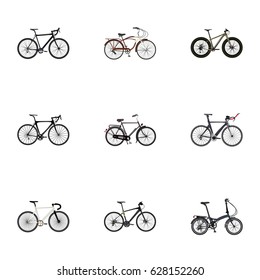 Realistic Road Velocity, Bmx, Hybrid Velocipede And Other Vector Elements. Set Of Sport Realistic Symbols Also Includes Bicycle, Cruise, Bmx Objects.