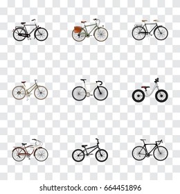 Realistic Road Velocity, Equilibrium, For Girl And Other Vector Elements. Set Of Bicycle Realistic Symbols Also Includes Postman, Fashionable, Balance Objects.