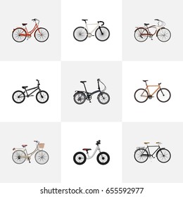 Realistic Road Velocity, Equilibrium, Journey Bike And Other Vector Elements. Set Of  Realistic Symbols Also Includes Balance, Extreme, Equilibrium Objects.