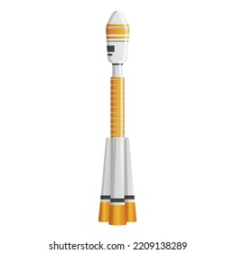 Realistic rocket missile isolated on white background. Space ship shuttle with satellite. Astronaut voyage to discover planet in universe. Future aerospace transport technology. Vector illustration