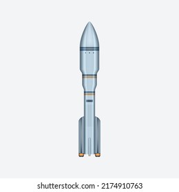 Una nave espacial realista para el lanzamiento a la misión de exploración espacial. Icono de misil 3d aislado en fondo blanco. Transporte de naves espaciales. Ilustración del vector