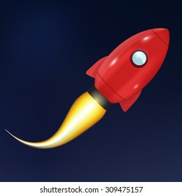 Realistic rocket, vector illustration of rocket on space