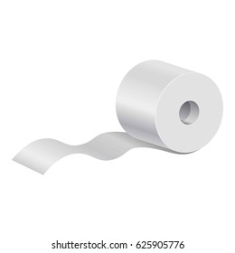 Realistic rolled toilet and towel paper on white