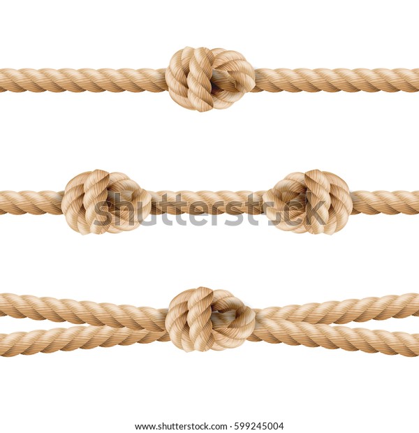 Realistic Rope Line Eith Knot Yellow Stock Vector (Royalty Free ...