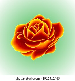 Realistic rose design. Abstract vector illustration of the contours of a red rose with color transitions on a delicate background. A blank for creativity.