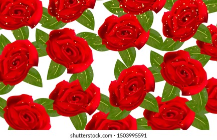 Realistic rose floral pattern background