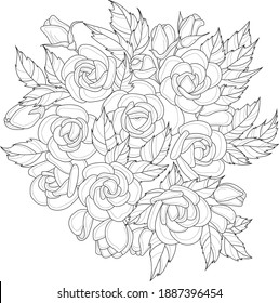 Realistic Rose Flower Bouquet Sketch Template Stock Vector (royalty 