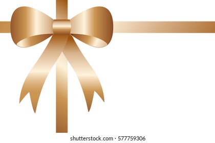 Realistic rose gold bow isolated on white background. Vector illustration