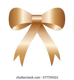 Realistic rose gold bow isolated on white background. Vector illustration