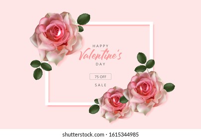 Realistic rose isolated with pink background, beautiful pink flower, romantic card, valentines day, wedding banner, sale vector illustration 