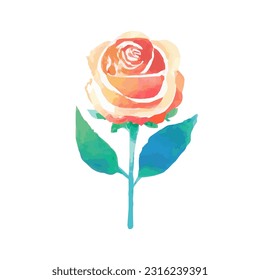 Realistic rose in watercolor style vector illustration