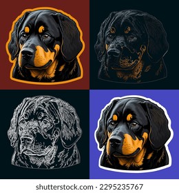 realistic rottweiler sticker vector art