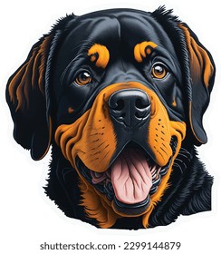 realistic rottweiler sticker vector art