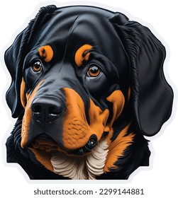 realistic rottweiler sticker vector art