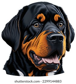 realistic rottweiler sticker vector art