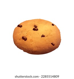 Realistic round chocolate chip cookie vector illustration