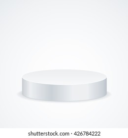 Realistic Round Empty Podium White. Vector illustration
