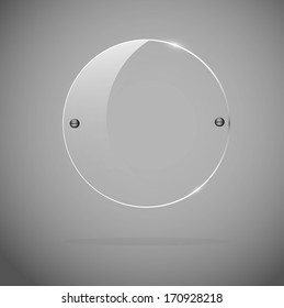 realistic round glass frame on gray background, vector illustration