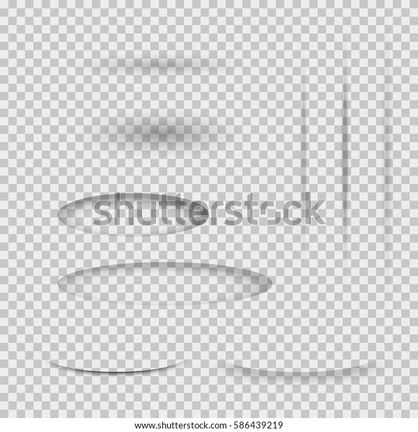 Realistic round paper page\
shadow shapes set isolated on transparent background. Web banner or\
 bottom. Abstract vector dividers for advertising webpage\
design