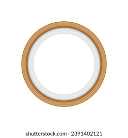 Realistic round photo frame template. Brown blank picture frame for image or text.