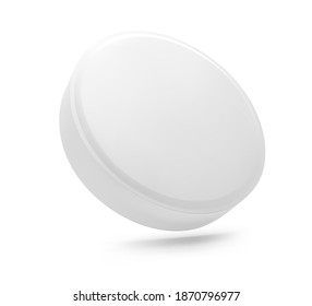 Realistic round pill isolated on white background. Vector illustration. Can be used for medical and cosmetic. EPS10.	