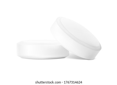 Realistic round pills isolated on white background. Vector illustration. Can be used for medical and cosmetic. EPS10.	