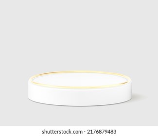 Realistic round podium with gold frame. Vector illustration. Great for the presentation of your product. EPS10.	