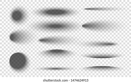 Realistic round shadow with soft edges. Gray round and oval shadows isolated on transparent background. - Shutterstock ID 1474624913