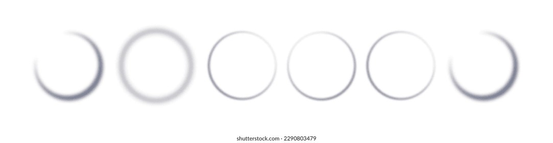 Realistic round shadow with soft edges. Gray round shadows isolated on transparent background.