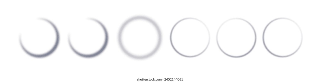 Realistic round shadow with soft edges. Gray round shadows isolated on transparent background.
