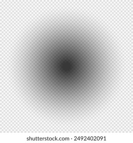 Realistic round shadow with soft edges. Vector round shadow effect. Transparent shadow