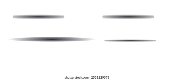 Realistic round shadows set in transparent background, vector realistic oval shadow isolated