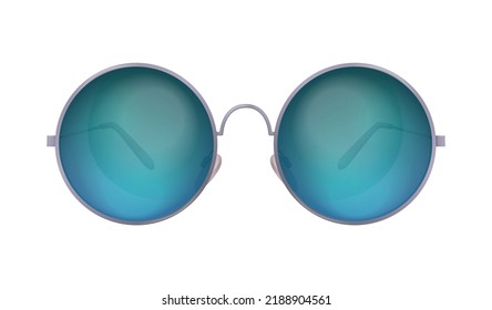 Realistic round shaped sunglasses with coloured lenses vector illustration
