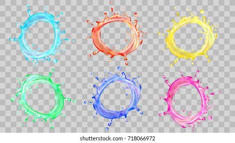 Realistic Round Splashes Of Fruit juice Or Paint Set. Eps10 Vector
