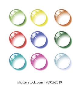 realistic round, transparent drops of different colors