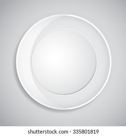 Realistic round vector frame design with shadows in white color