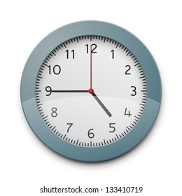 Realistic round wall clock. EPS10 vector.