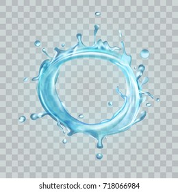 Realistic Round Water Splash On Transparent Background. EPS10 Vector