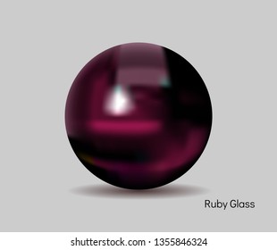Realistic ruby stone ball 3D model look vector image. 
