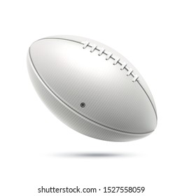 Realistic rugby ball. American football equipment decoration design. Vector team game tournament and competition poster. Sport betting design.