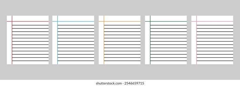  Realistic rule paper page of notebook. School sheet with lines and grid. Notepad for mathematics and letter and blank notepaper isolated on gray background eps10  art design lines, grid page notebook