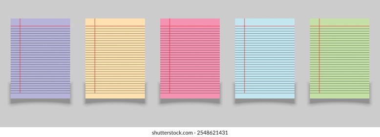 Realistic rule paper page of notebook. School sheet with lines and grid. Notepad for mathematics and letter and blank notepaper isolated on gray background. Art design lines, grid page notebook.