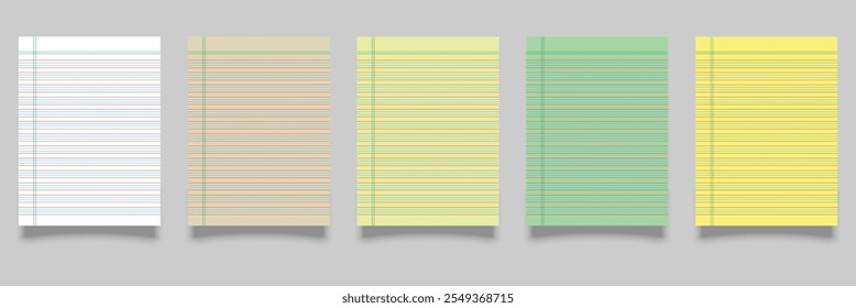 Realistic rule paper page of notebook. School sheet with lines and grid. Notepad for mathematics and letter and blank notepaper isolated on gray background eps10 art design lines, grid page notebook