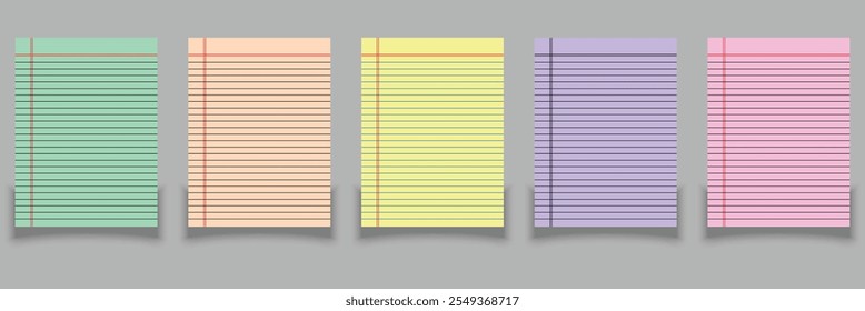 Realistic rule paper page of notebook. School sheet with lines and grid. Notepad for mathematics and letter and blank notepaper isolated on gray background eps10 art design lines, grid page notebook