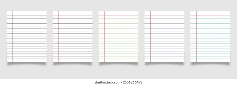 Realistic rule paper page of notebook. School sheet with lines and grid. Blank lined notebook paper background. legal pad, notebook or lined paper on isolated background.